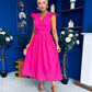 Jodie Crochet Detail Occasion Dress Fuchsia