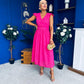 Jodie Crochet Detail Occasion Dress Fuchsia