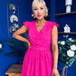 Jodie Crochet Detail Occasion Dress Fuchsia