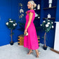 Jodie Crochet Detail Occasion Dress Fuchsia