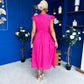 Jodie Crochet Detail Occasion Dress Fuchsia