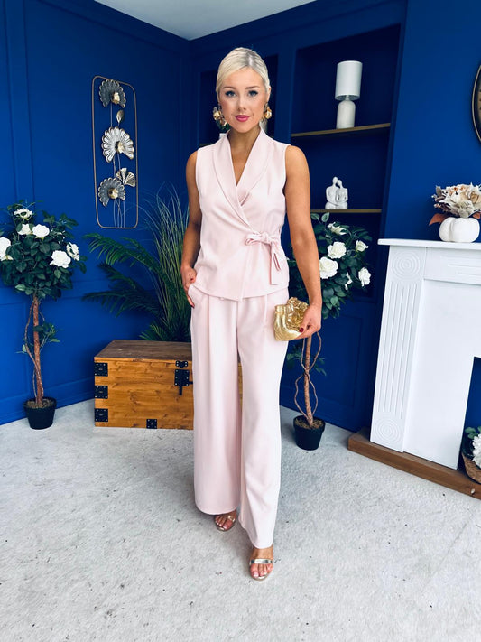 Janis Wrap Waistcoat & Trouser Set Pwr Pink