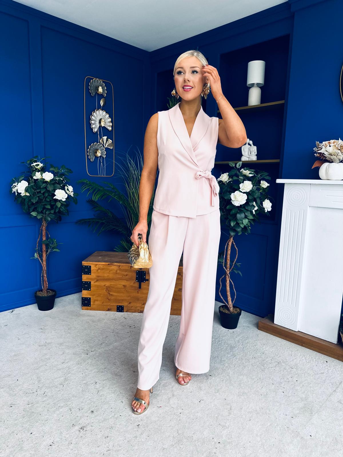 Janis Wrap Waistcoat & Trouser Set Pwr Pink Pre Order 7 Mar