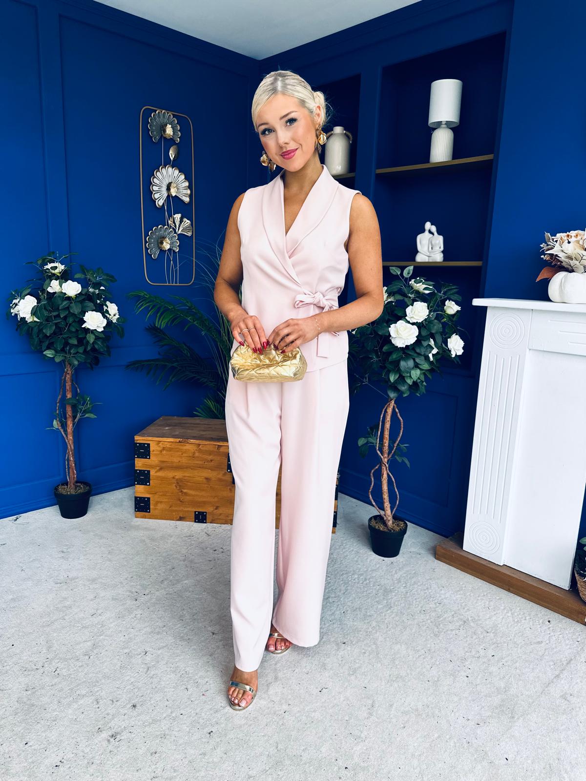 Janis Wrap Waistcoat & Trouser Set Pwr Pink Pre Order 7 Mar