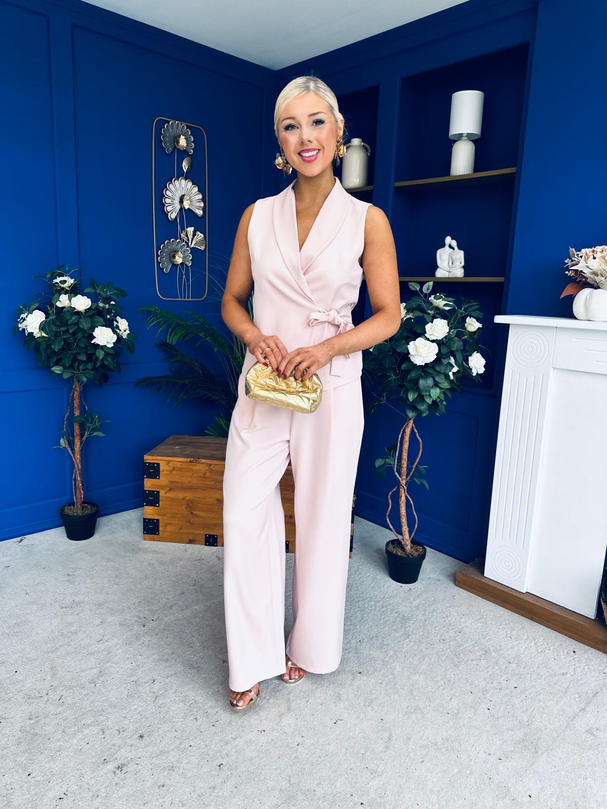 Janis Wrap Waistcoat & Trouser Set Pwr Pink Pre Order 7 Mar