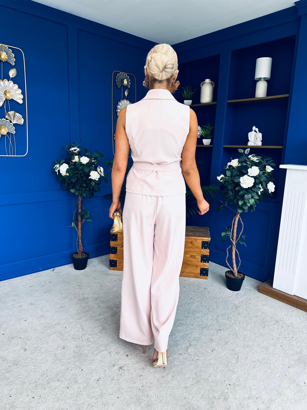 Janis Wrap Waistcoat & Trouser Set Pwr Pink Pre Order 7 Mar