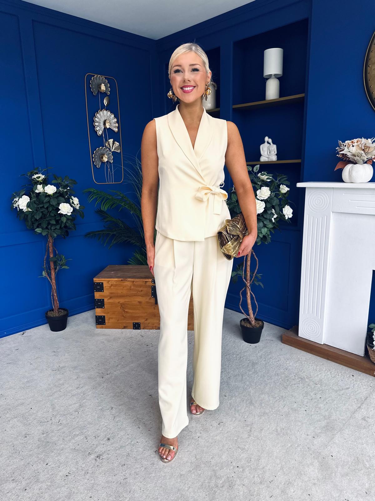 Janis Wrap Waistcoat & Trouser Set Yellow Pre Order 7 Mar