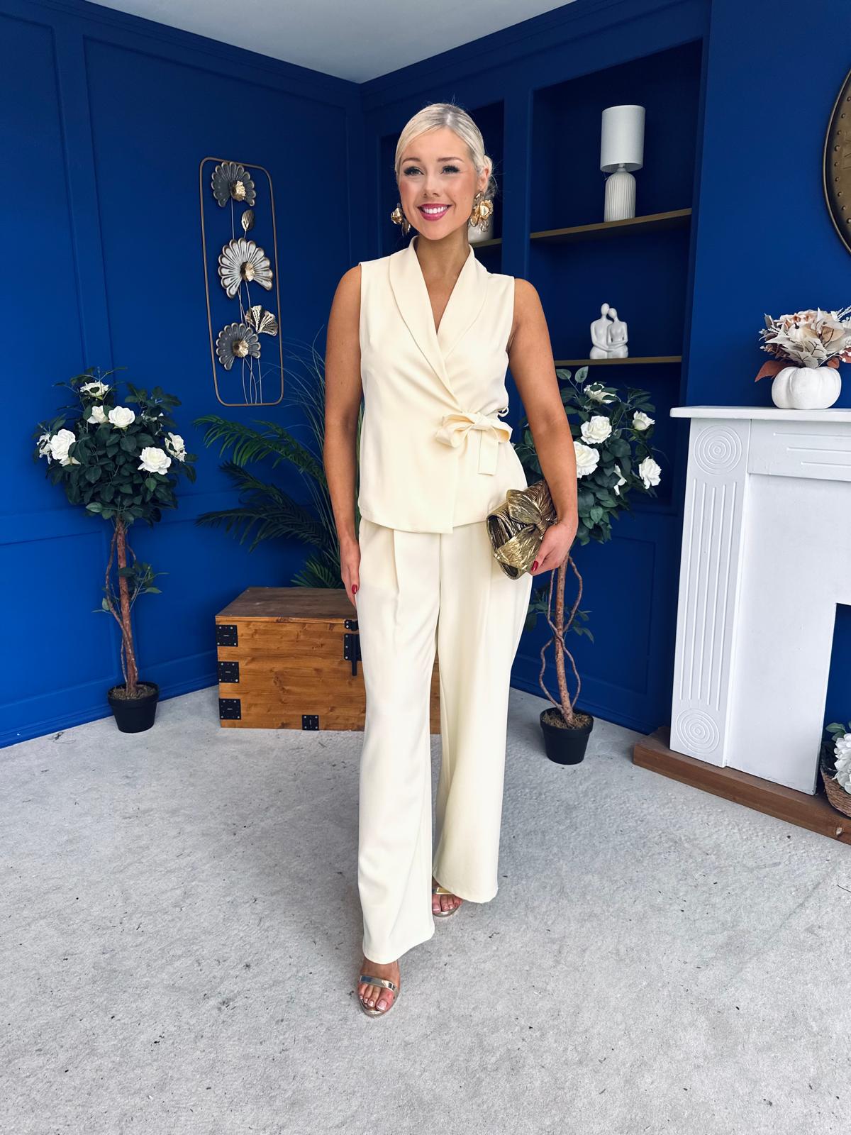 Janis Wrap Waistcoat & Trouser Set Yellow Pre Order 7 Mar