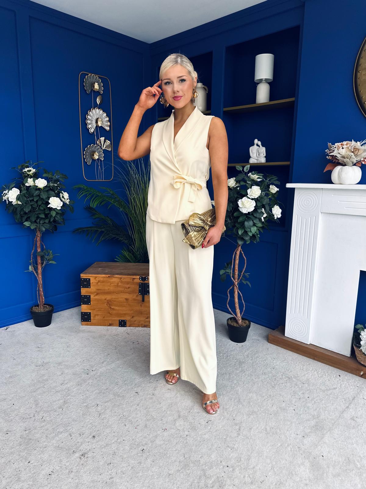 Janis Wrap Waistcoat & Trouser Set Yellow Pre Order 7 Mar