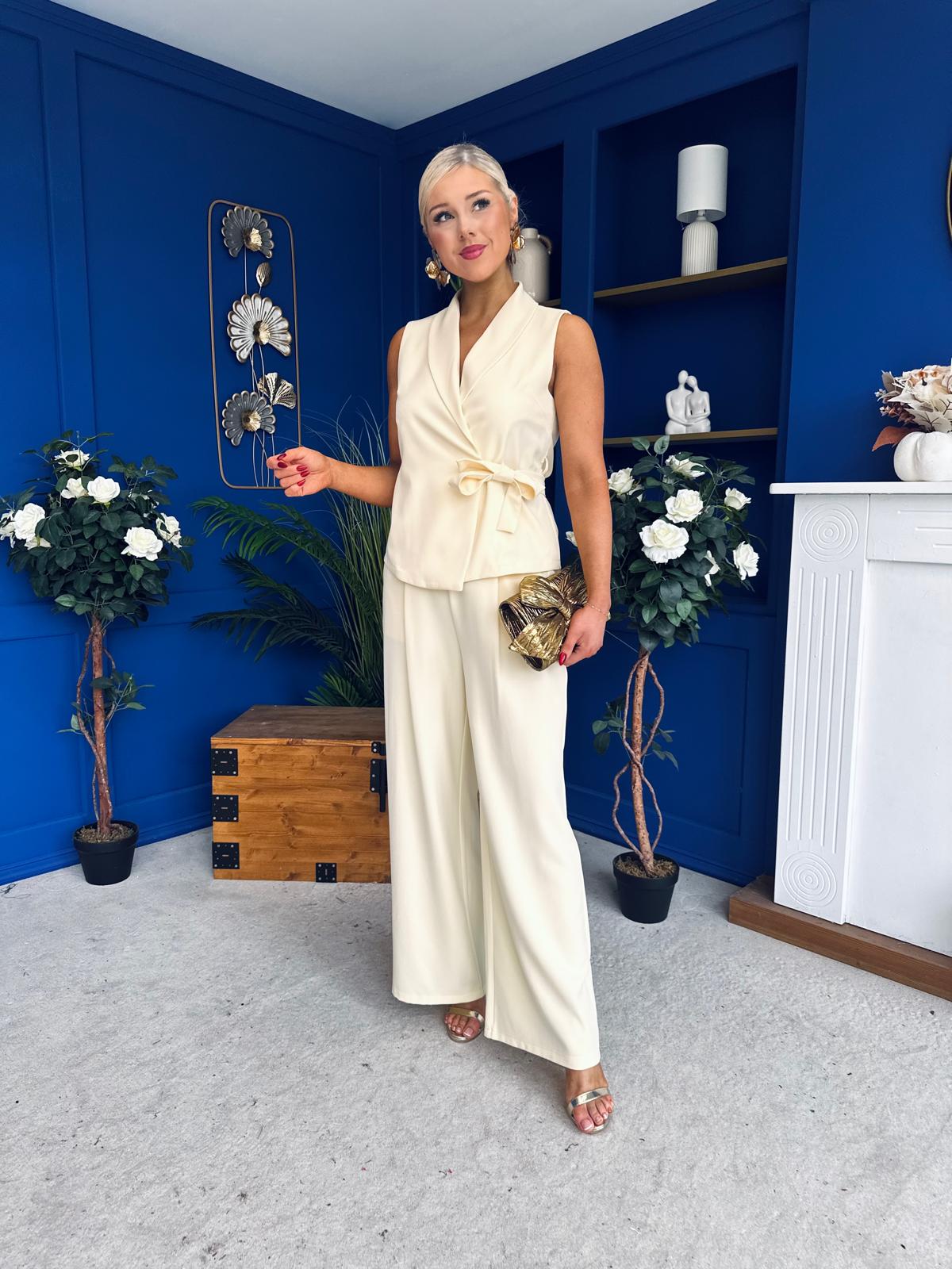 Janis Wrap Waistcoat & Trouser Set Yellow Pre Order 7 Mar