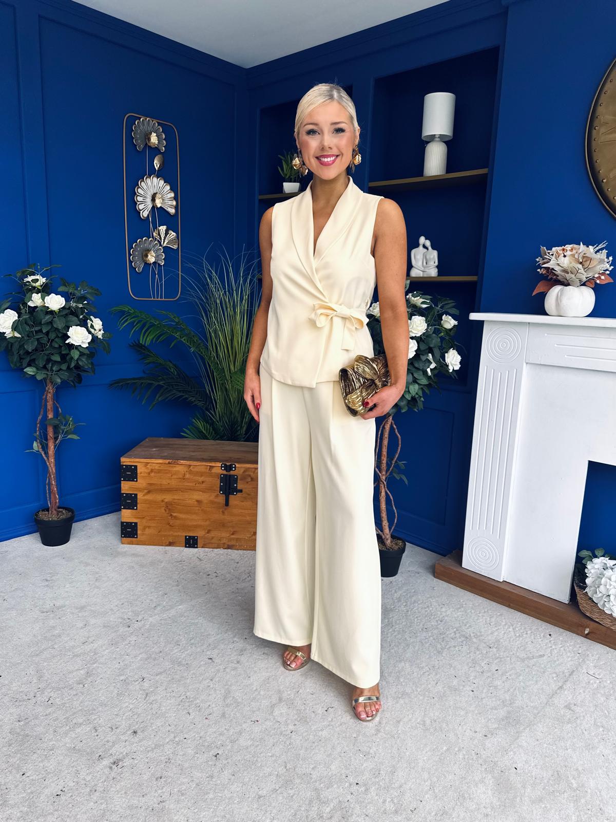 Janis Wrap Waistcoat & Trouser Set Yellow Pre Order 7 Mar