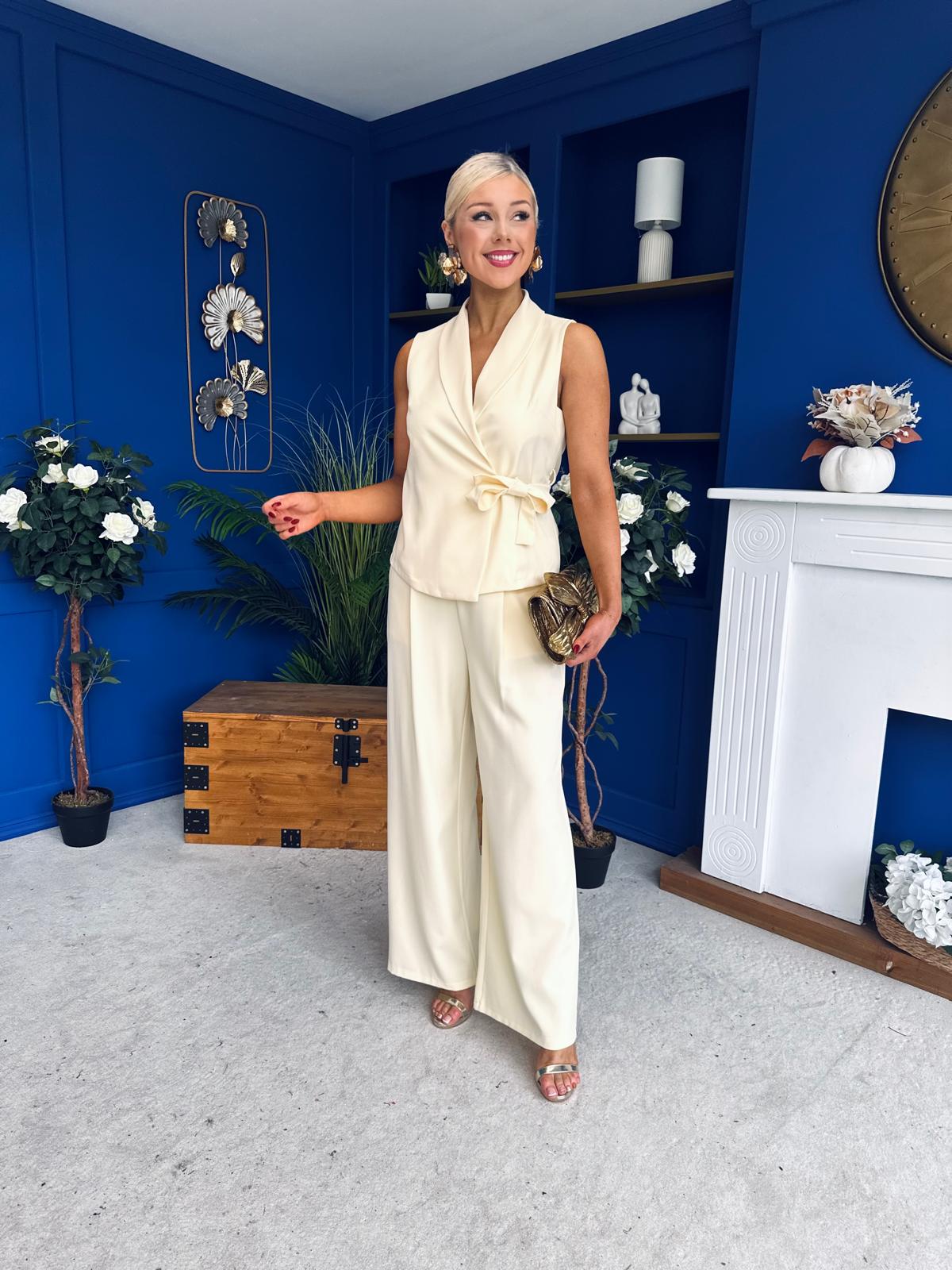 Janis Wrap Waistcoat & Trouser Set Yellow Pre Order 7 Mar