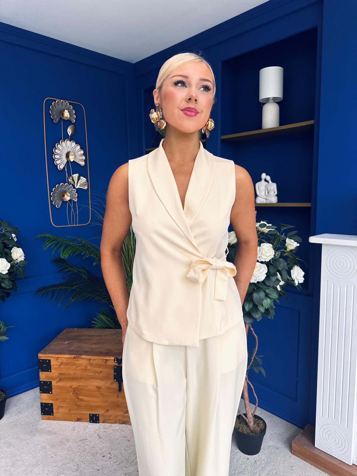 Janis Wrap Waistcoat & Trouser Set Yellow Pre Order 7 Mar