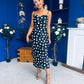 Naomi Slip Midi Dress Polka Black