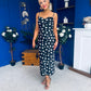 Naomi Slip Midi Dress Polka Black