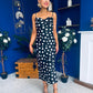 Naomi Slip Midi Dress Polka Black