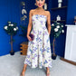 Danni Strapless Bandeau Midi Dress Floral Lilac & Cream