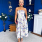 Danni Strapless Bandeau Midi Dress Floral Lilac & Cream