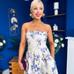 Danni Strapless Bandeau Midi Dress Floral Lilac & Cream