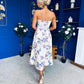 Danni Strapless Bandeau Midi Dress Floral Lilac & Cream