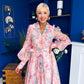 Evelyn Detailed Midi Shirt Dress Floral Pink