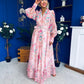 Evelyn Detailed Midi Shirt Dress Floral Pink