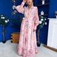 Evelyn Detailed Midi Shirt Dress Floral Pink