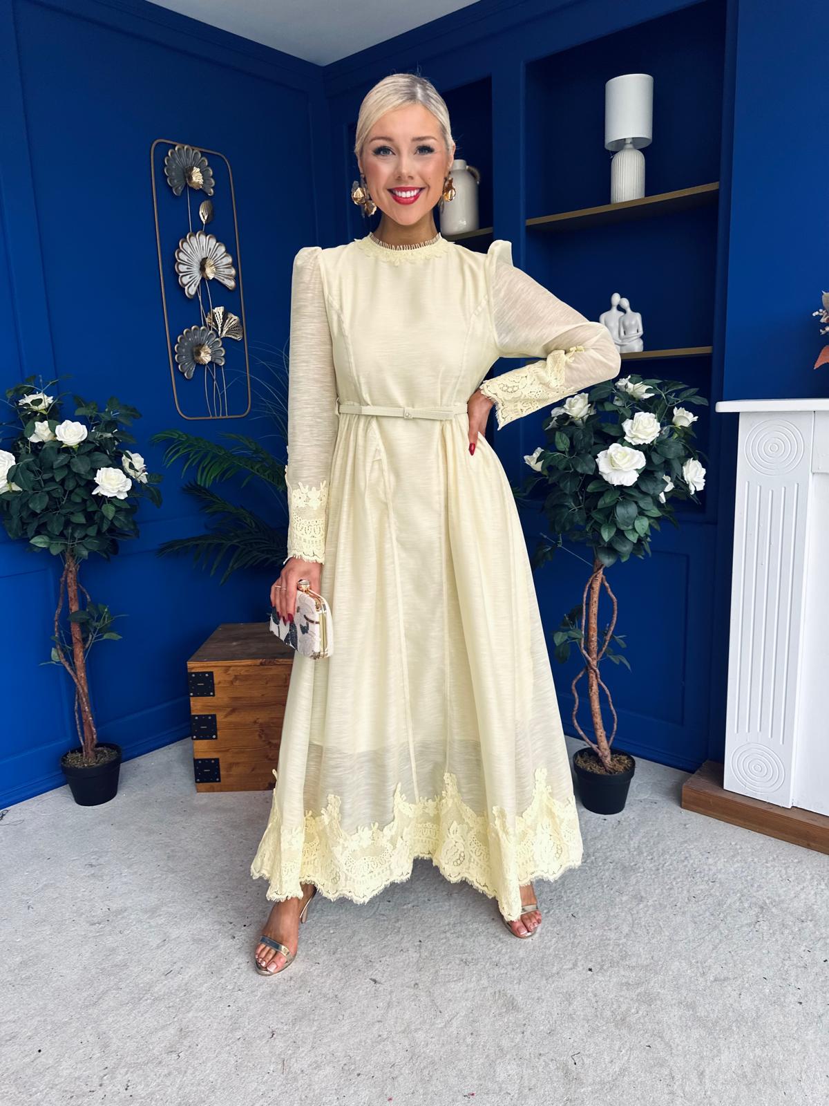 Melani Lace Detail Maxi Dress Yellow