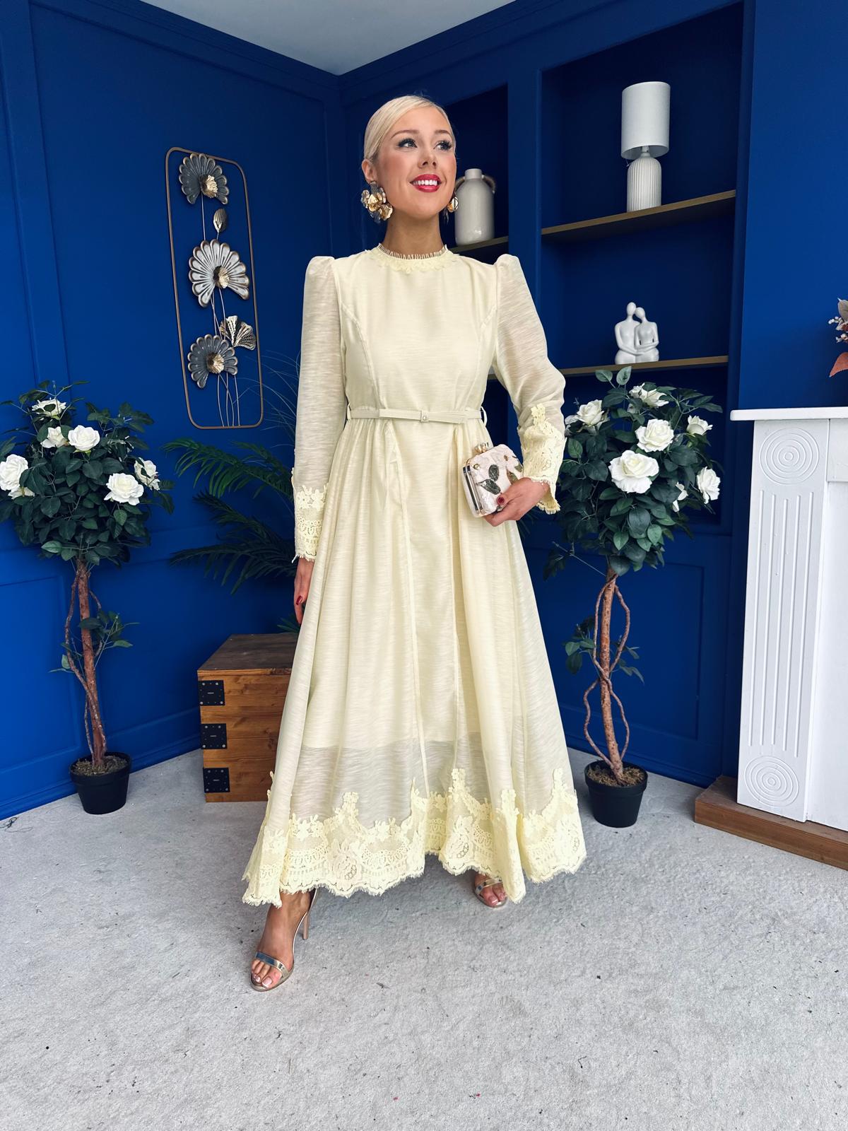Melani Lace Detail Maxi Dress Yellow