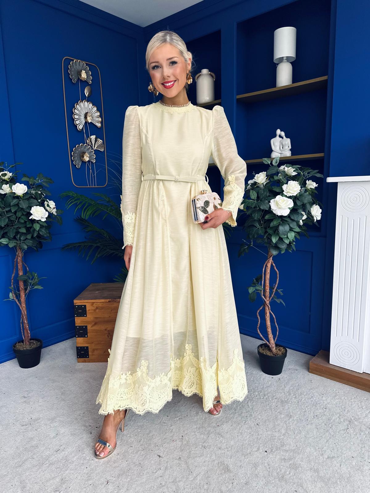 Melani Lace Detail Maxi Dress Yellow