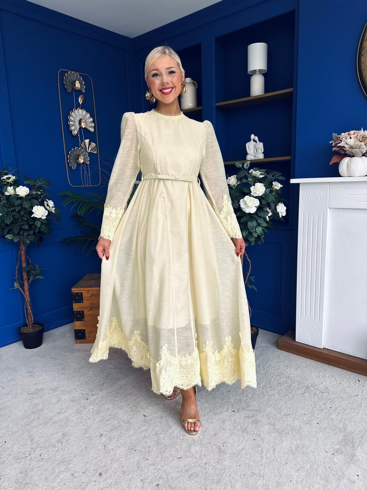 Melani Lace Detail Maxi Dress Yellow