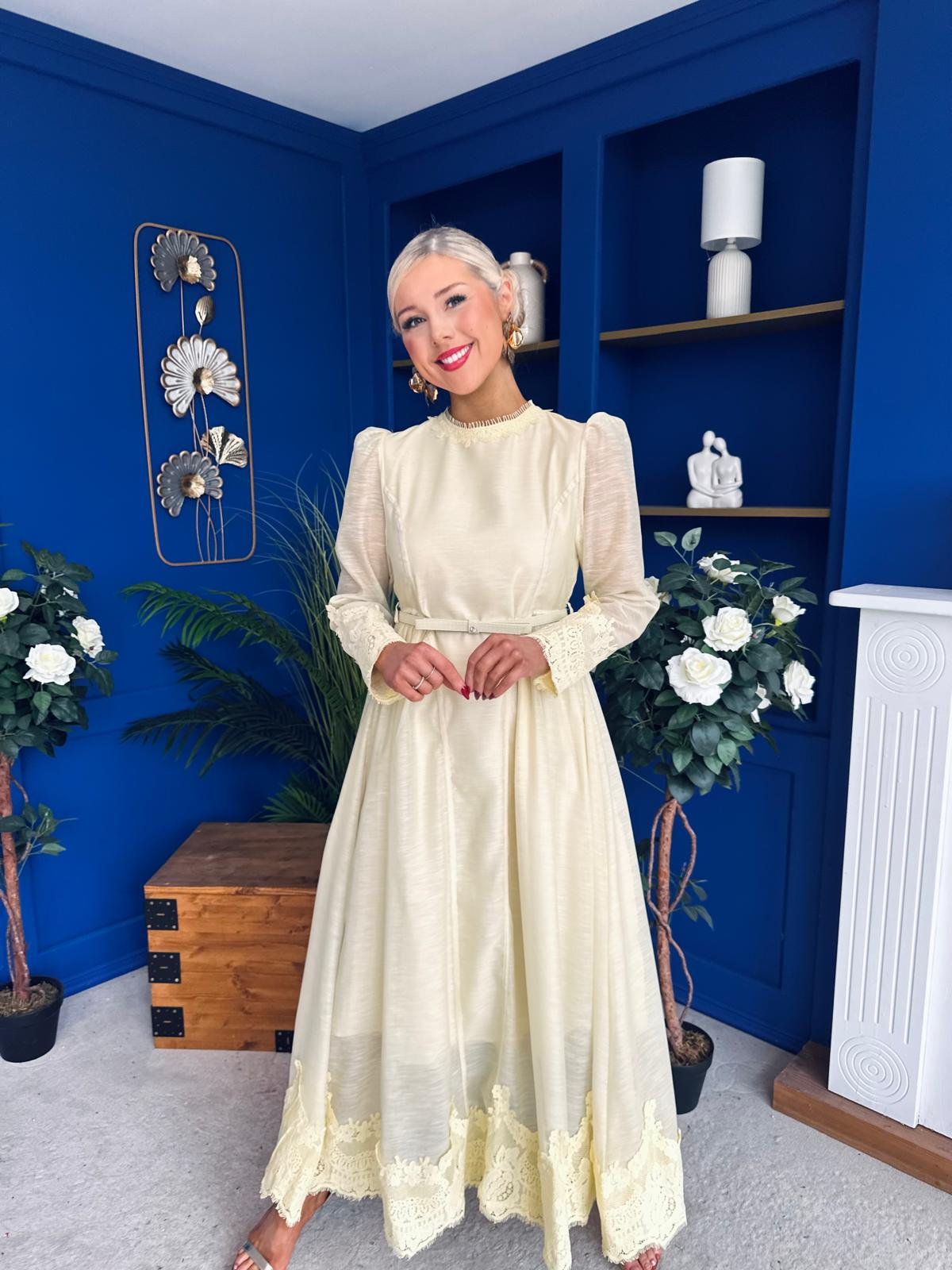 Melani Lace Detail Maxi Dress Yellow