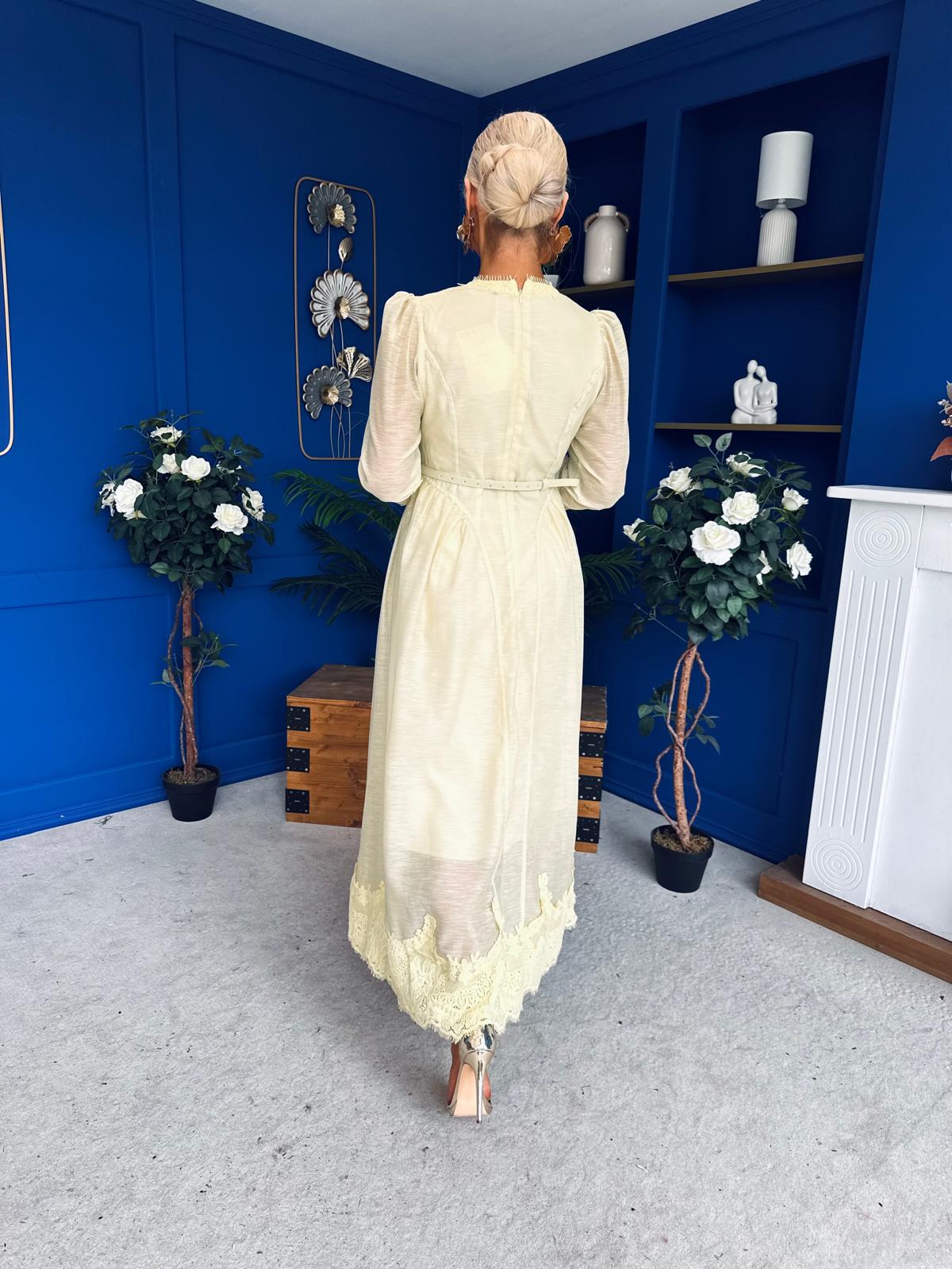 Melani Lace Detail Maxi Dress Yellow
