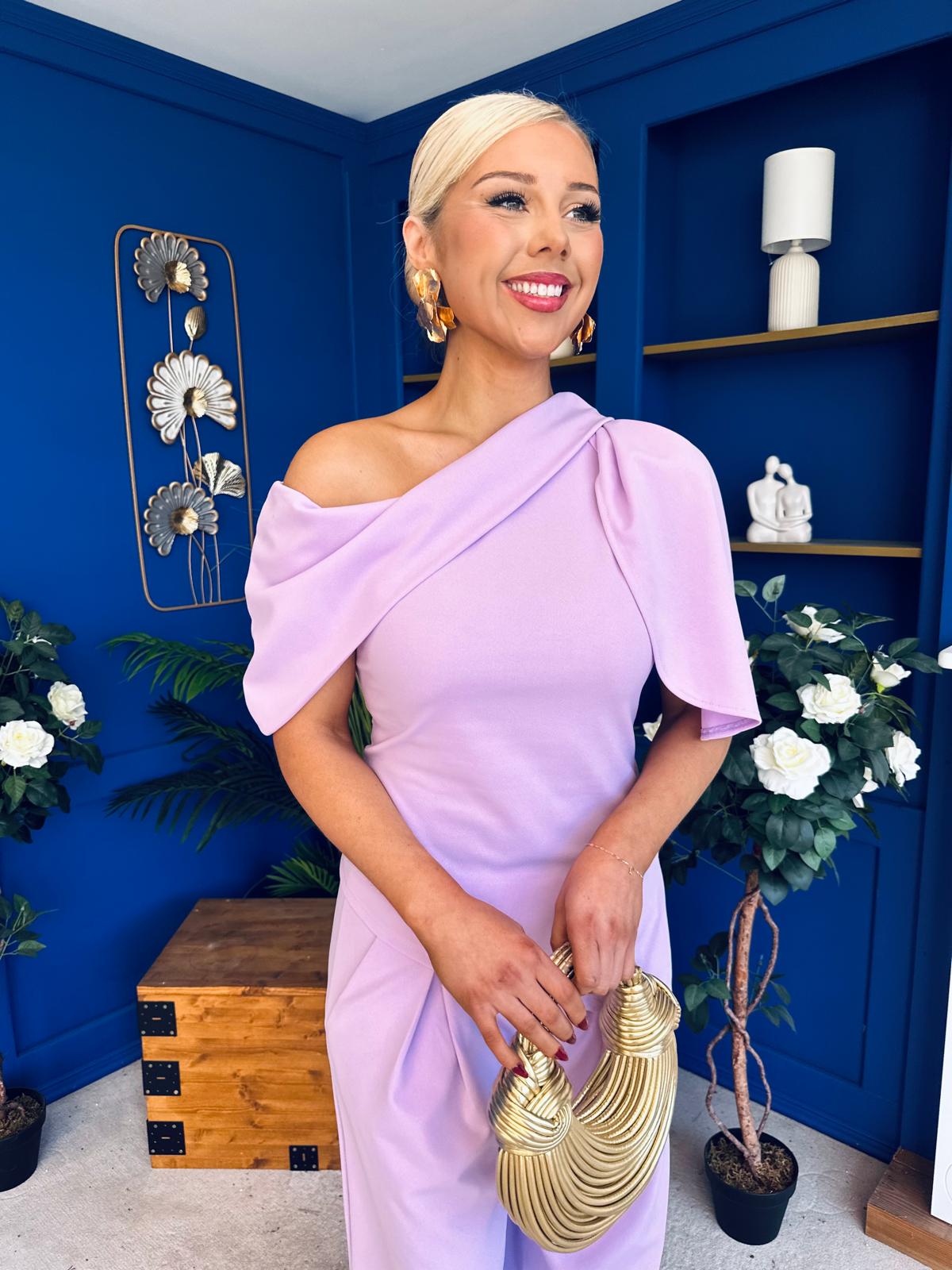 Isabella Detailed Top And Trouser Set Lilac