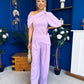 Isabella Detailed Top And Trouser Set Lilac