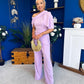 Isabella Detailed Top And Trouser Set Lilac