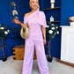 Isabella Detailed Top And Trouser Set Lilac