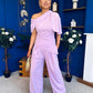Isabella Detailed Top And Trouser Set Lilac