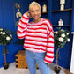 Ferne Striped Knit Jumper Red