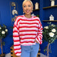 Ferne Striped Knit Jumper Red