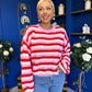 Ferne Striped Knit Jumper Red