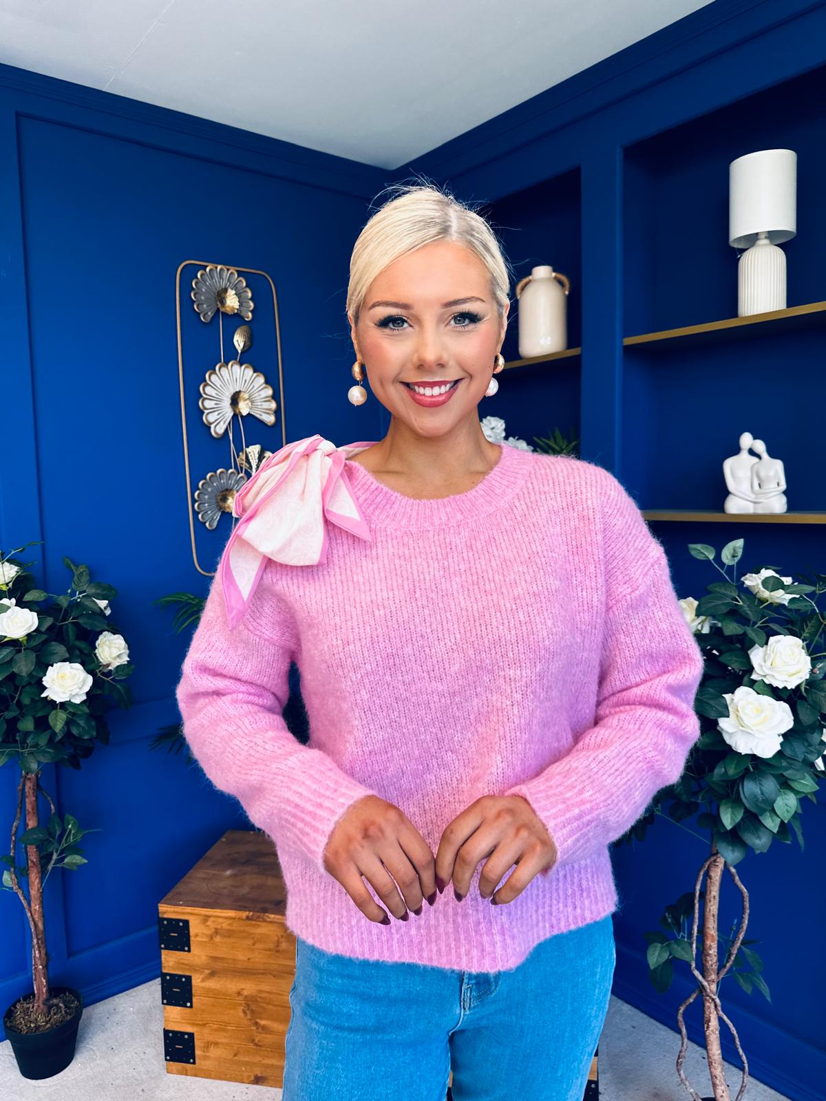 Claire Bow Detailed Jumper Pwr Pink