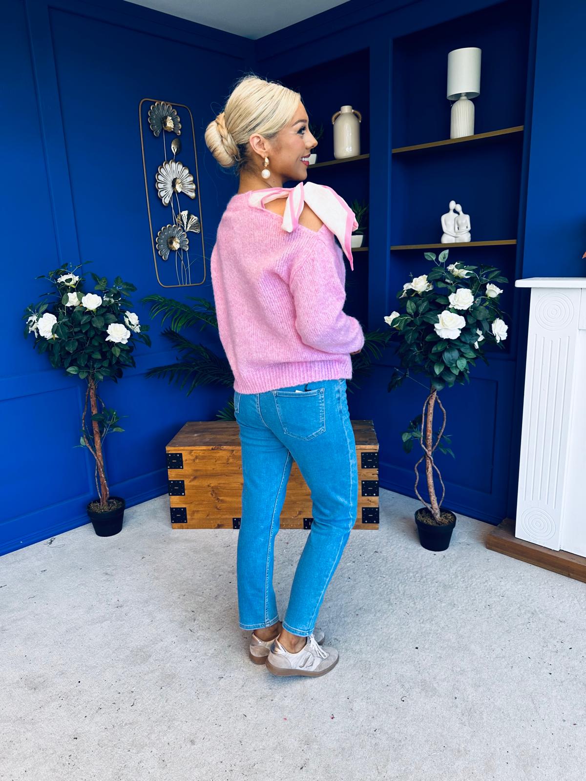 Claire Bow Detailed Jumper Pwr Pink