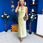 Henri Cowl Neck Satin Dress Green