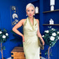 Henri Cowl Neck Satin Dress Green