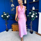 Henri Cowl Neck Satin Dress Pink