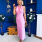 Henri Cowl Neck Satin Dress Pink