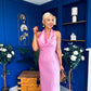 Henri Cowl Neck Satin Dress Pink