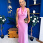 Henri Cowl Neck Satin Dress Pink