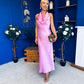 Henri Cowl Neck Satin Dress Pink